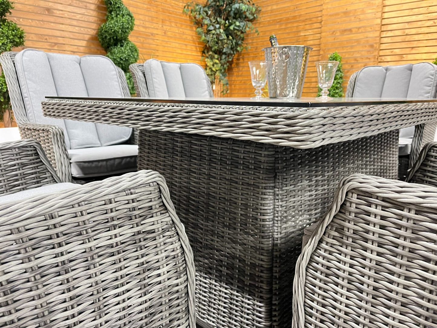 Chimes - Prestige Grey Madrid 6 Seat Rectangular Dining Set - 1 Meter x 1.5 Meter Rectangular Table