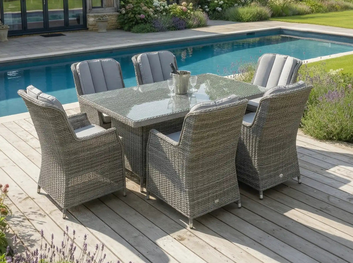 Chimes - Prestige Grey Madrid 6 Seat Rectangular Dining Set - 1 Meter x 1.5 Meter Rectangular Table