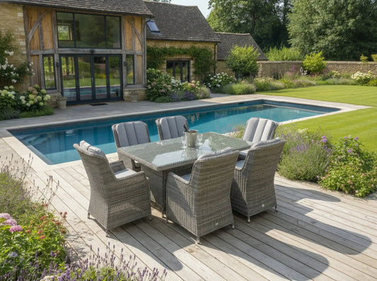 Chimes - Prestige Grey Madrid 6 Seat Rectangular Dining Set - 1 Meter x 1.5 Meter Rectangular Table