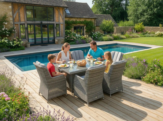 Chimes - Prestige Grey Madrid 6 Seat Rectangular Dining Set - 1 Meter x 1.5 Meter Rectangular Table