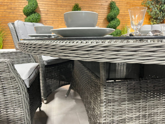 Chimes - Prestige Grey Madrid 8 Seat Round Dining Set - 1.8 Meter Round Table