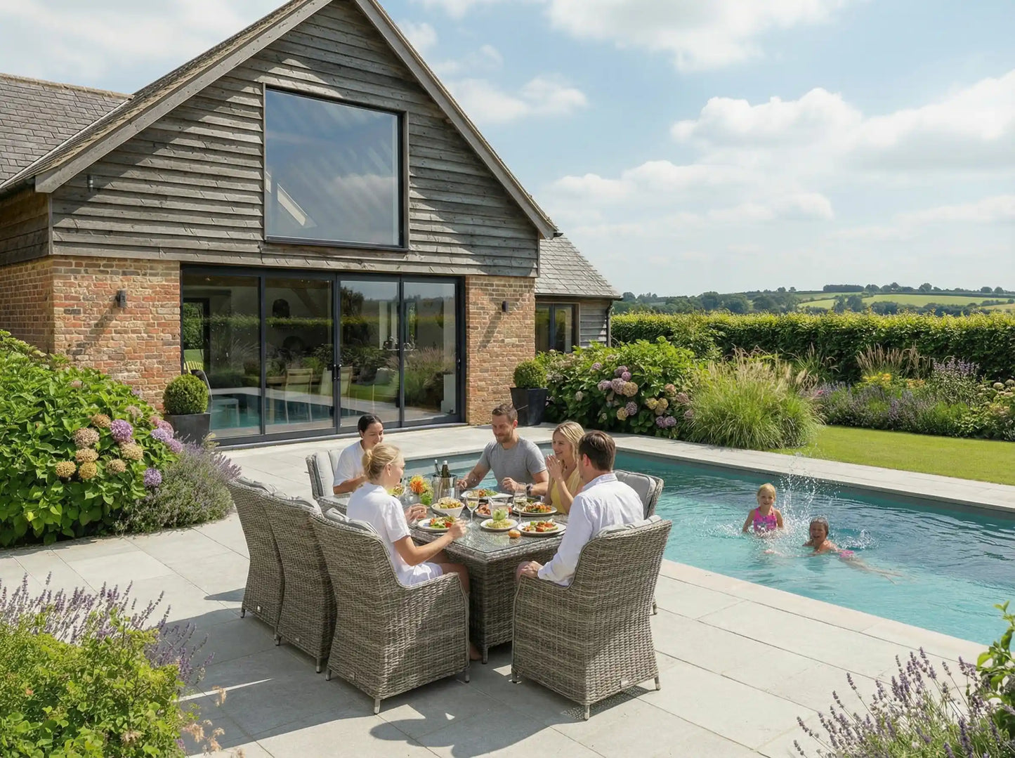 Chimes - Prestige Grey Madrid 8 Seat Rectangular Dining Set - 1 Meter x 2 Meter Rectangular Table