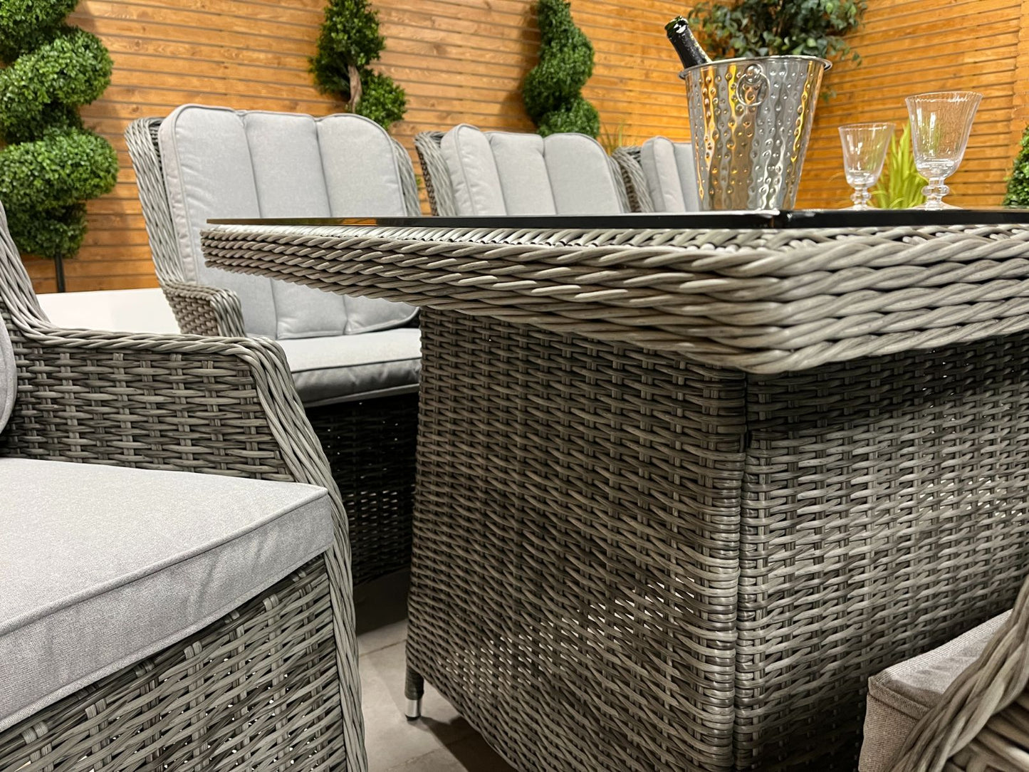 Chimes - Prestige Grey Madrid 8 Seat Rectangular Dining Set - 1 Meter x 2 Meter Rectangular Table