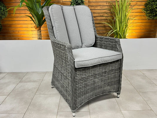 Chimes - Prestige Grey Madrid 6 Seat Rectangular Dining Set - 1 Meter x 1.5 Meter Table With Firepit