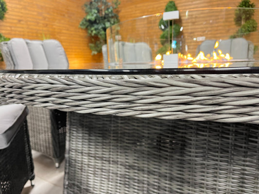 Chimes - Prestige Grey Madrid 8 Seat Round Dining Set - 1.8 Meter Round Table with Firepit
