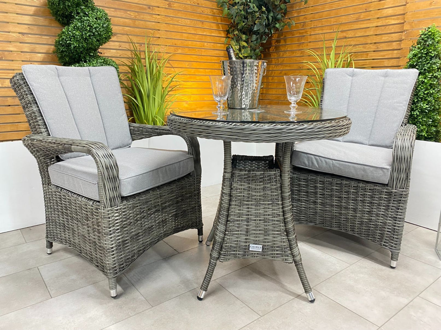Chimes - Prestige Grey Valencia 2 Seat Bistro