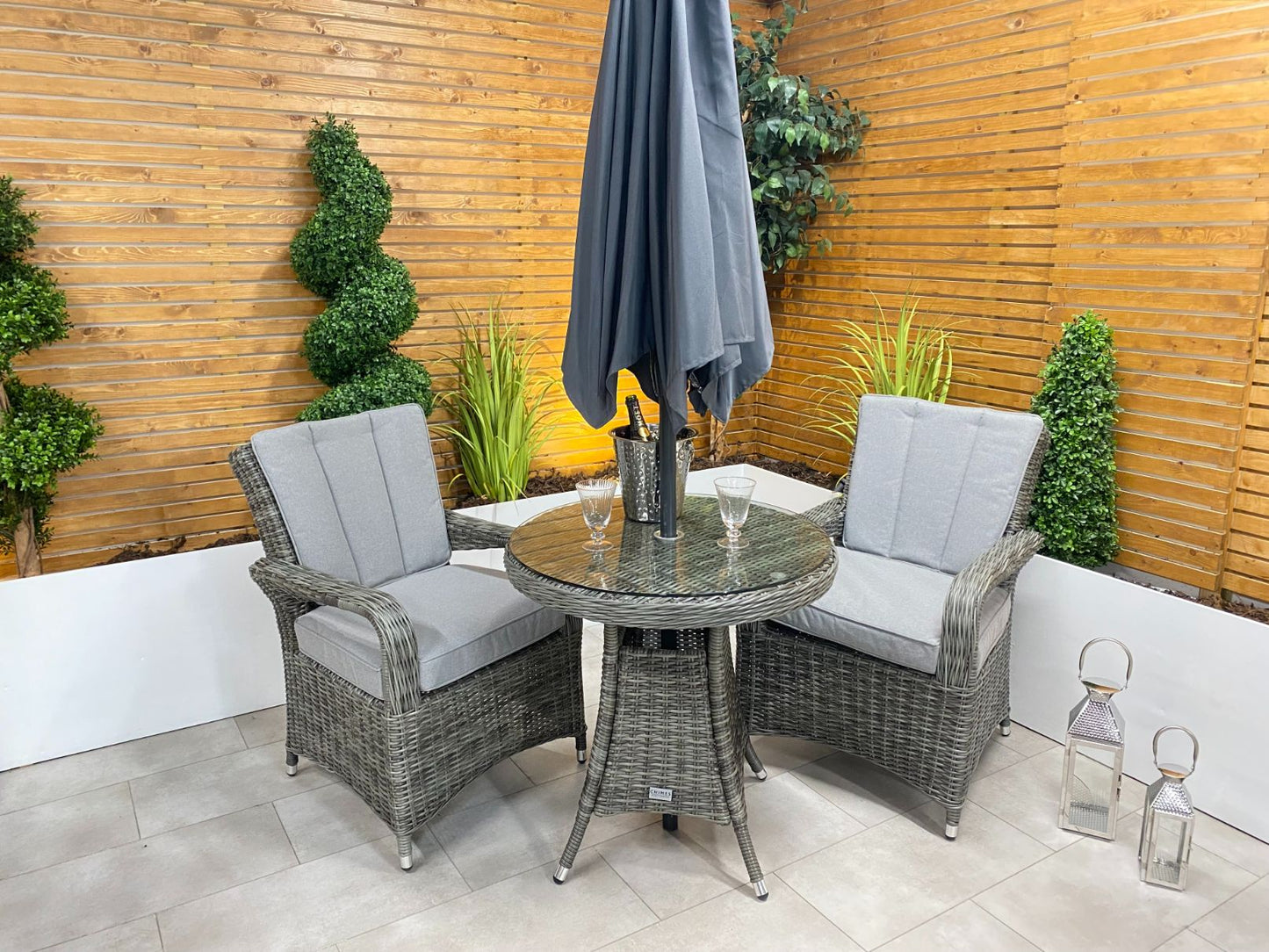 Chimes - Prestige Grey Valencia 2 Seat Bistro