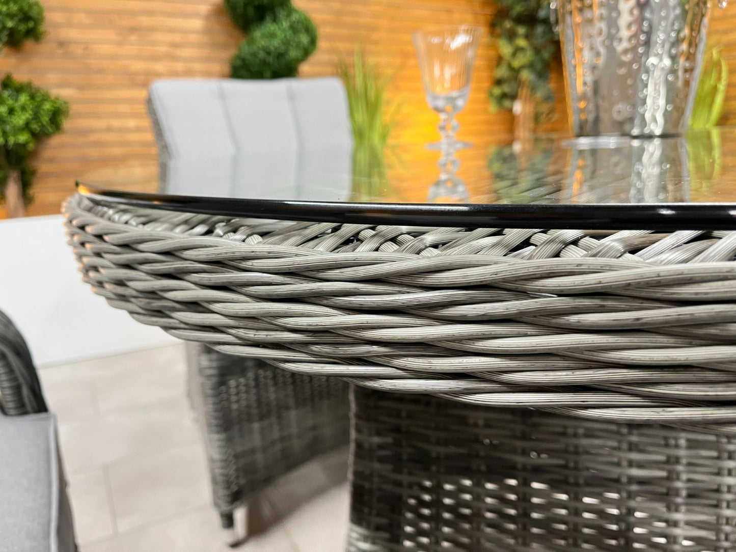 Chimes Rattan Furniture - Prestige Grey Valencia 4 Seat Dining Set - 1.05m Round Table