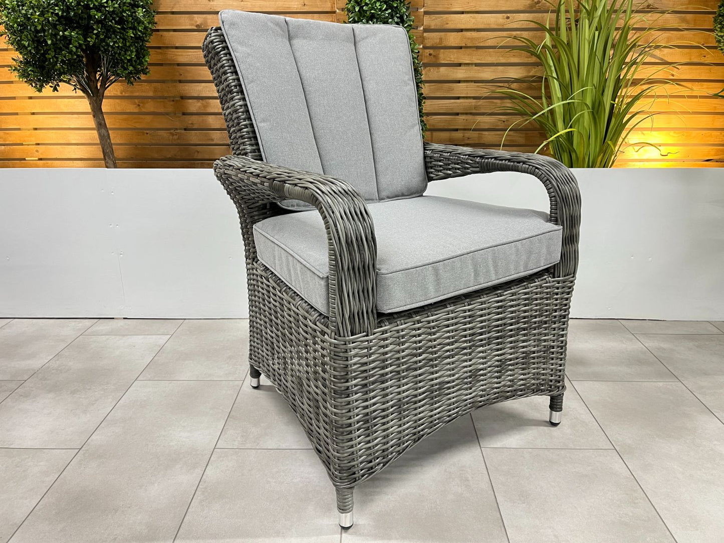Chimes Rattan Furniture - Prestige Grey Valencia 4 Seat Dining Set - 1.05m Round Table