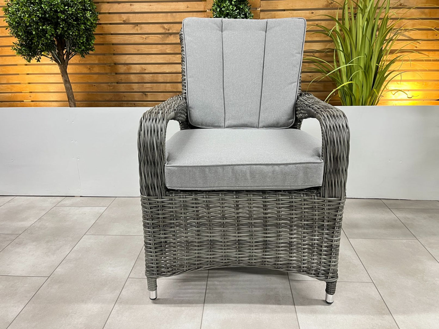 Chimes Rattan Furniture - Prestige Grey Valencia 4 Seat Dining Set - 1.05m Round Table