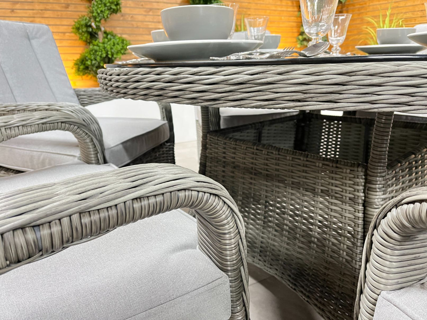 Chimes - Prestige Grey Valencia 6 Seat Round Dining Set - 1.3 Meter Round Table