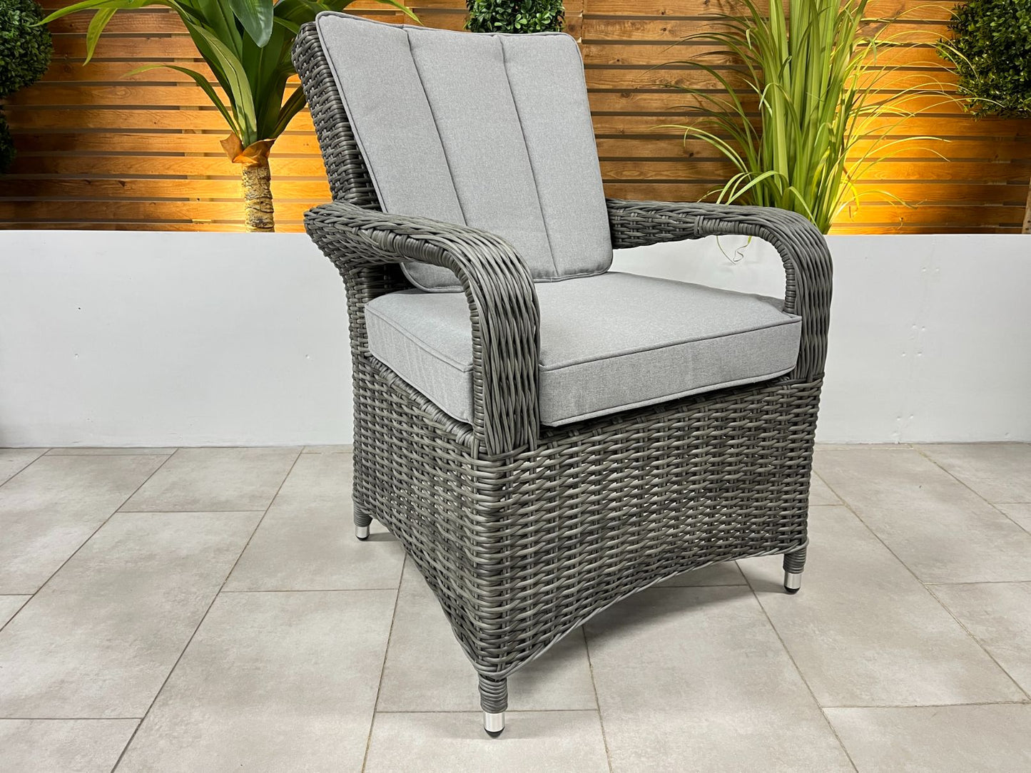 Chimes - Prestige Grey Valencia 6 Seat Round Dining Set - 1.3 Meter Round Table