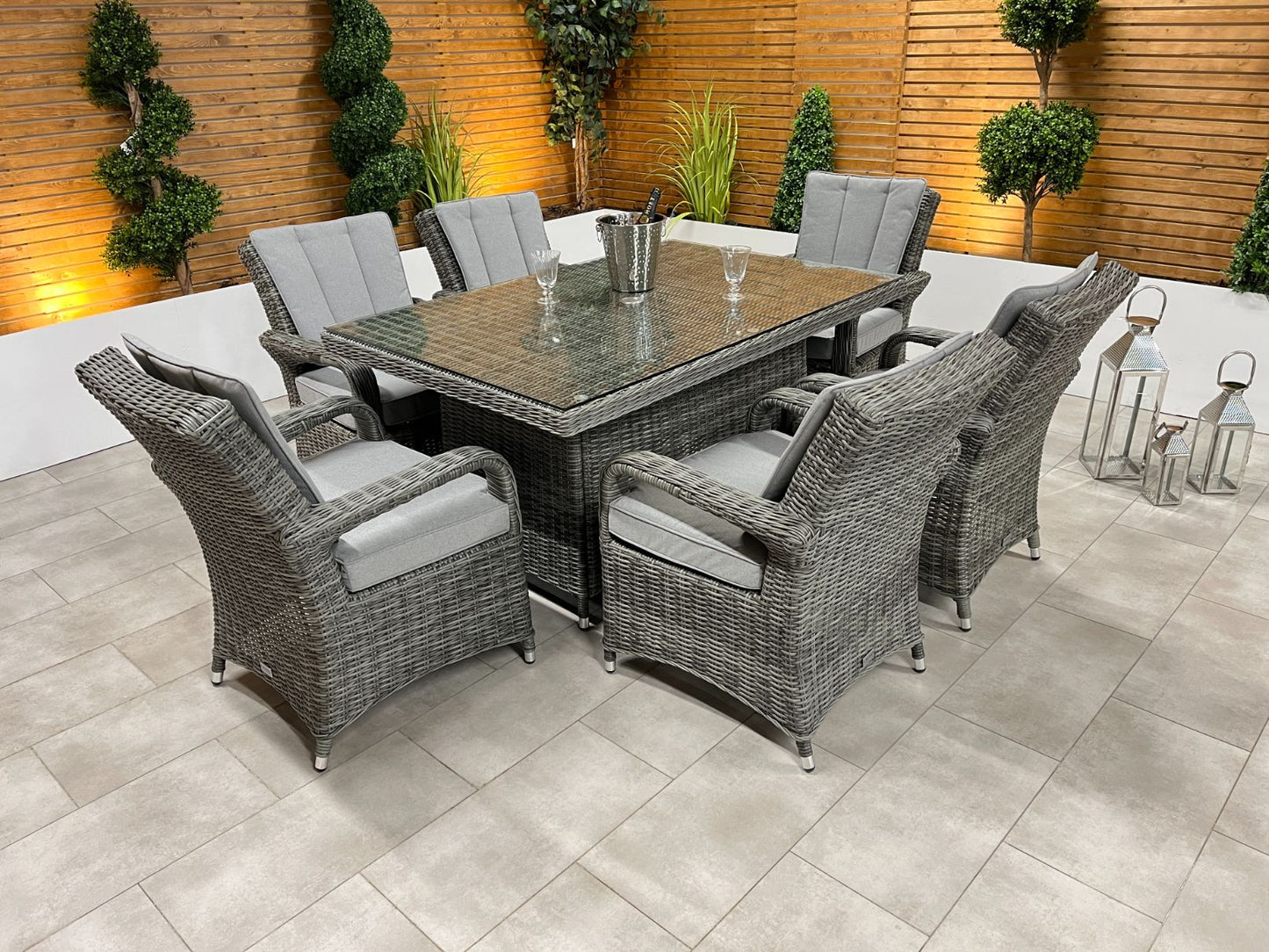 Chimes - Prestige Grey Valencia 6 Seat Rectangular Dining Set - 1 Meter x 1.5 Meter Rectangular Table