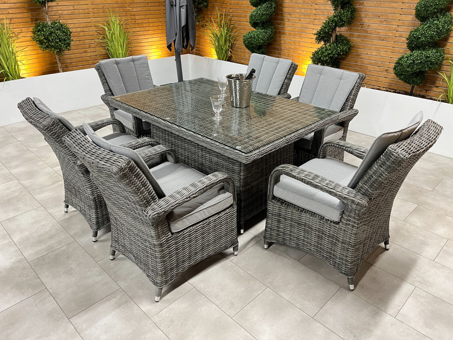 Chimes - Prestige Grey Valencia 6 Seat Rectangular Dining Set - 1 Meter x 1.5 Meter Rectangular Table
