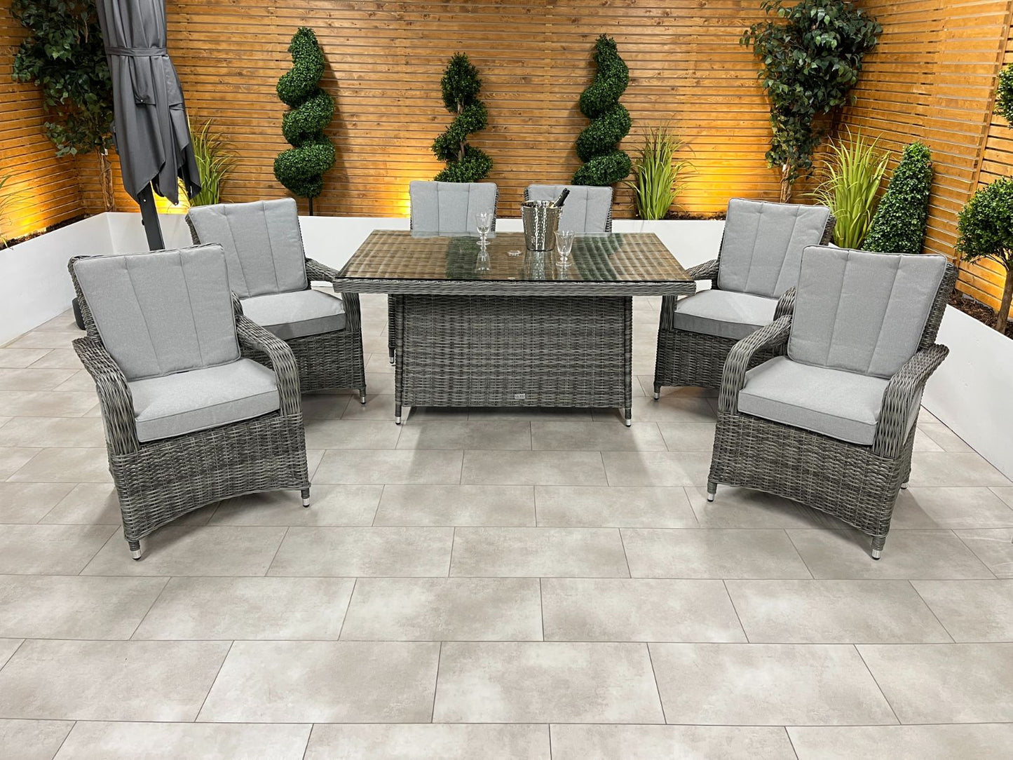 Chimes - Prestige Grey Valencia 6 Seat Rectangular Dining Set - 1 Meter x 1.5 Meter Rectangular Table