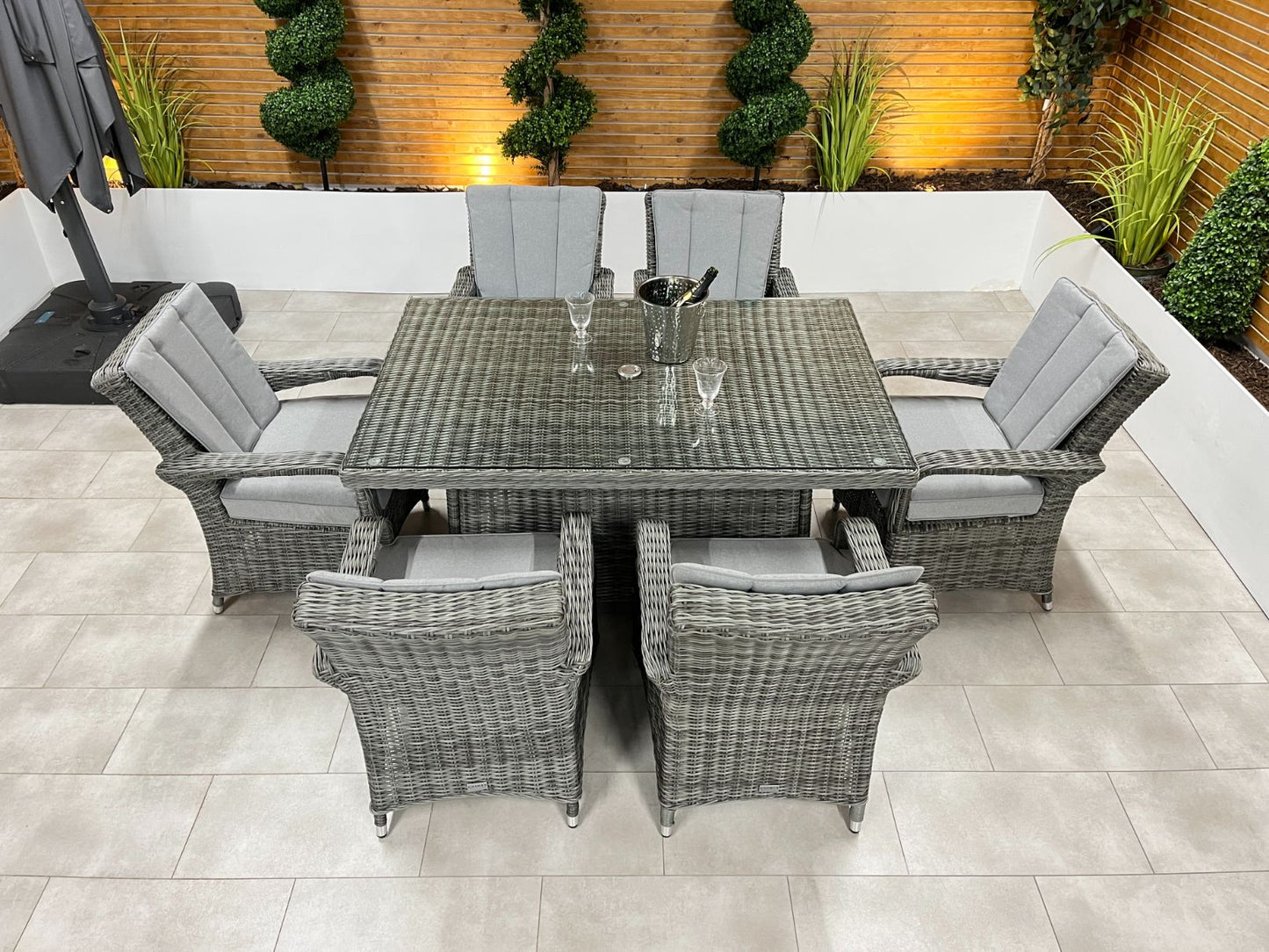 Chimes - Prestige Grey Valencia 6 Seat Rectangular Dining Set - 1 Meter x 1.5 Meter Rectangular Table