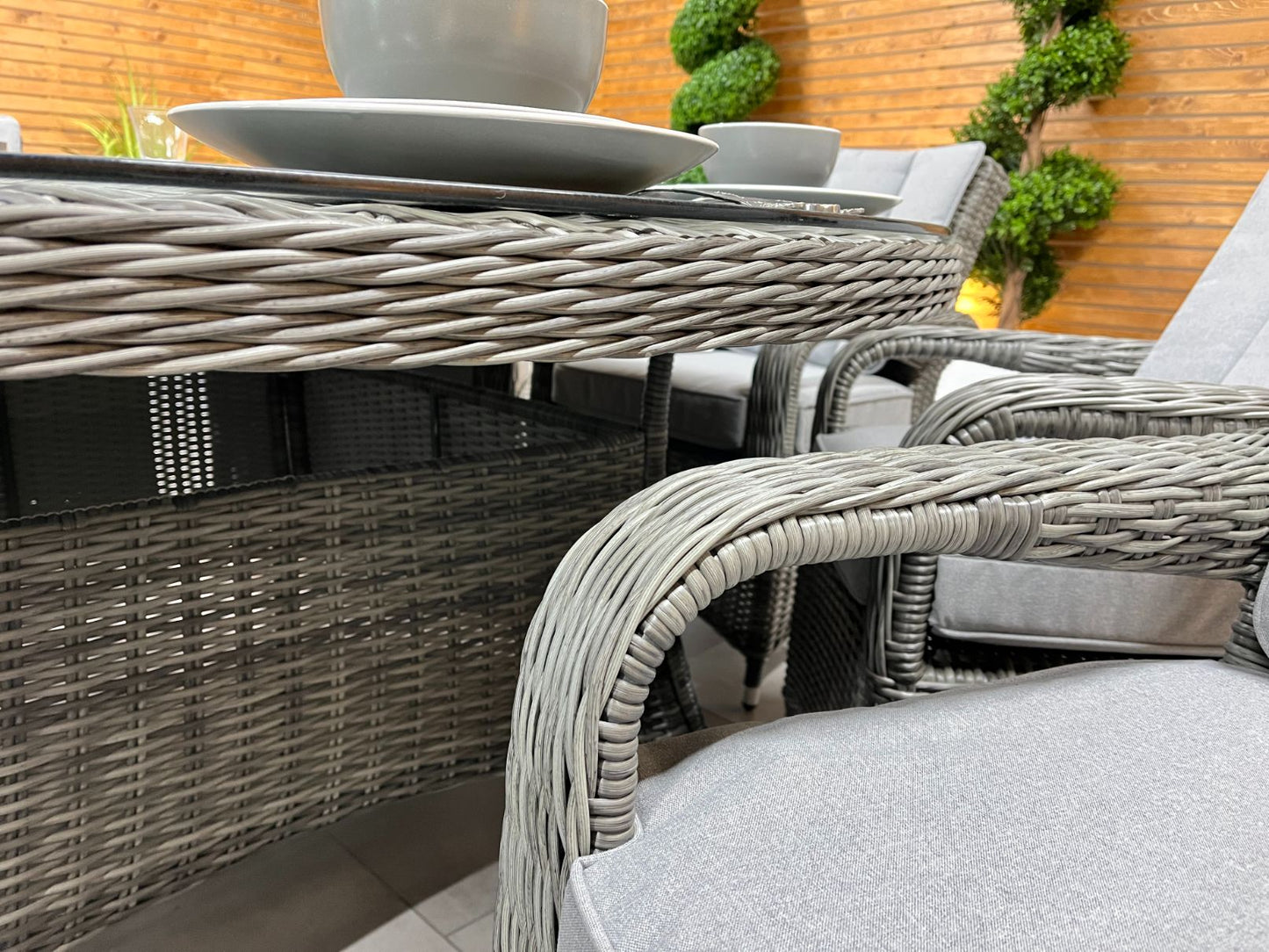 Chimes - Prestige Grey Valencia 8 Seat Round Dining Set - 1.8 Meter Round Table - 2 IN STOCK