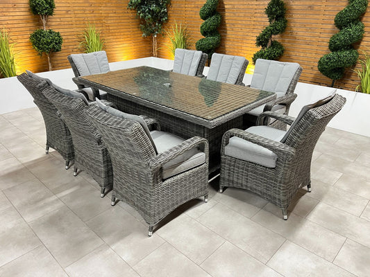 Chimes - Prestige Grey Valencia 8 Seat Rectangular Dining Set - 1 Meter x 2 Meter Rectangular Table