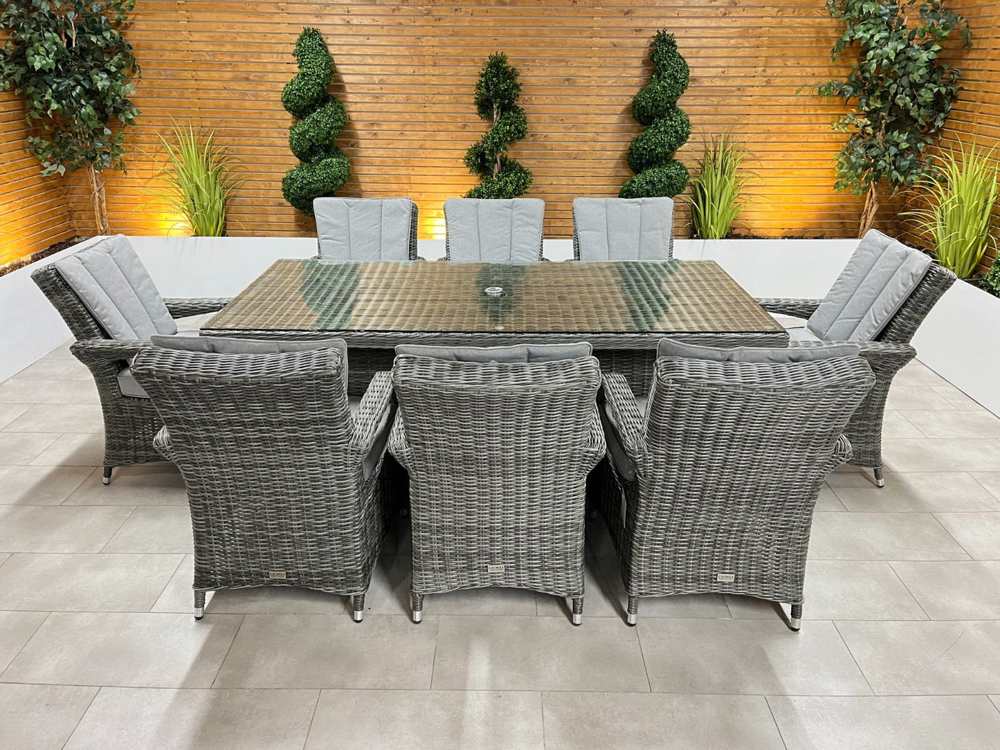 Chimes - Prestige Grey Valencia 8 Seat Rectangular Dining Set - 1 Meter x 2 Meter Rectangular Table