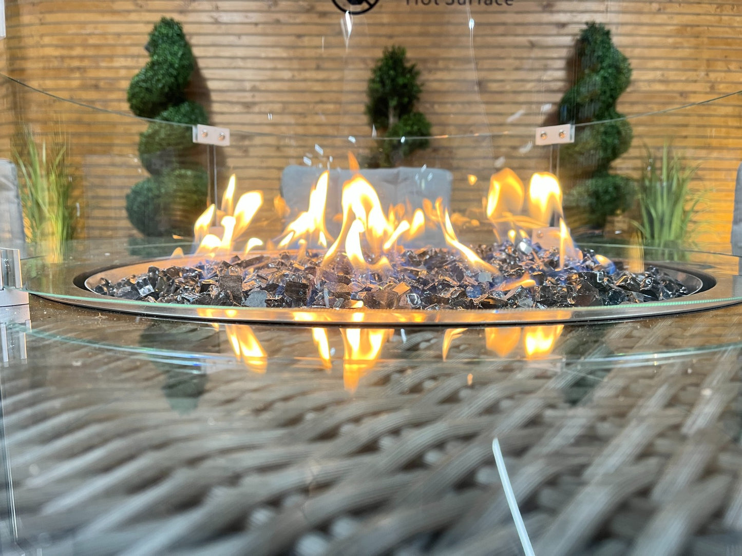 Chimes - Prestige Grey Valencia 6 Seat Round Dining Set - 1.5 Meter Round Table With Firepit