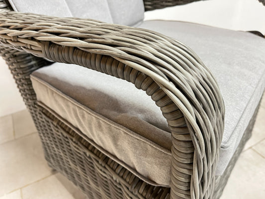 Chimes - Prestige Grey Valencia 6 Seat Round Dining Set - 1.5 Meter Round Table With Firepit