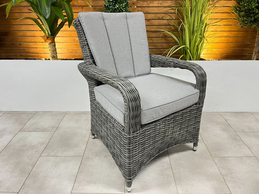 Chimes - Prestige Grey Valencia 6 Seat Rectangular Dining Set - 1 Meter x 1.5 Meter Table With Firepit