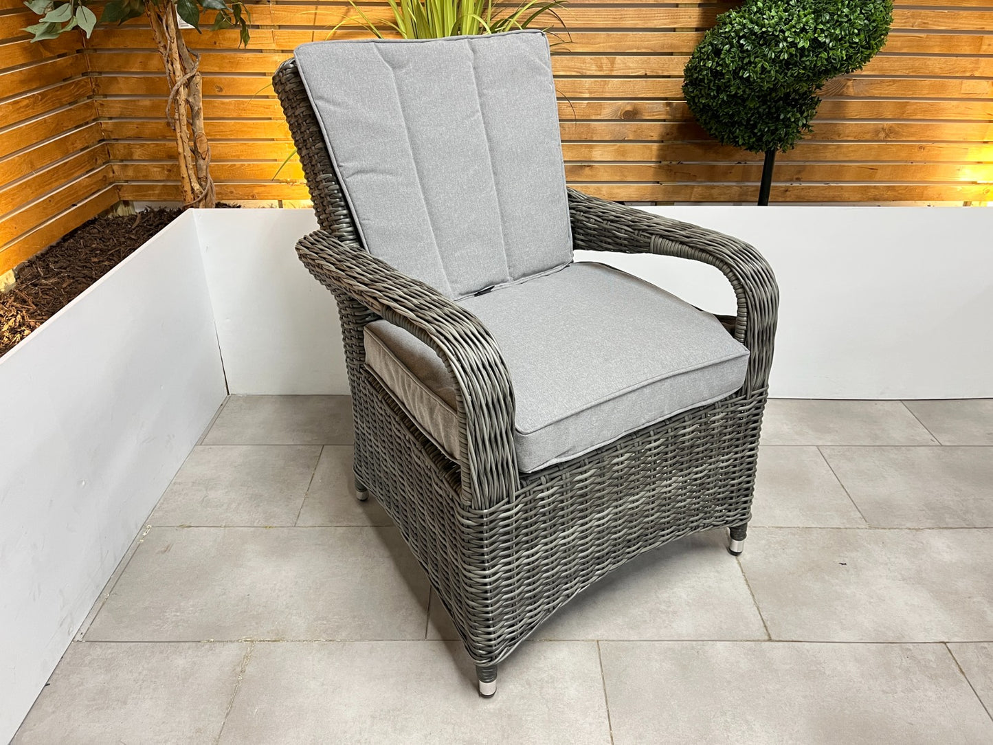 Chimes - Prestige Grey Valencia 8 Seat Round Dining Set - 1.8 Meter Round Table With Firepit
