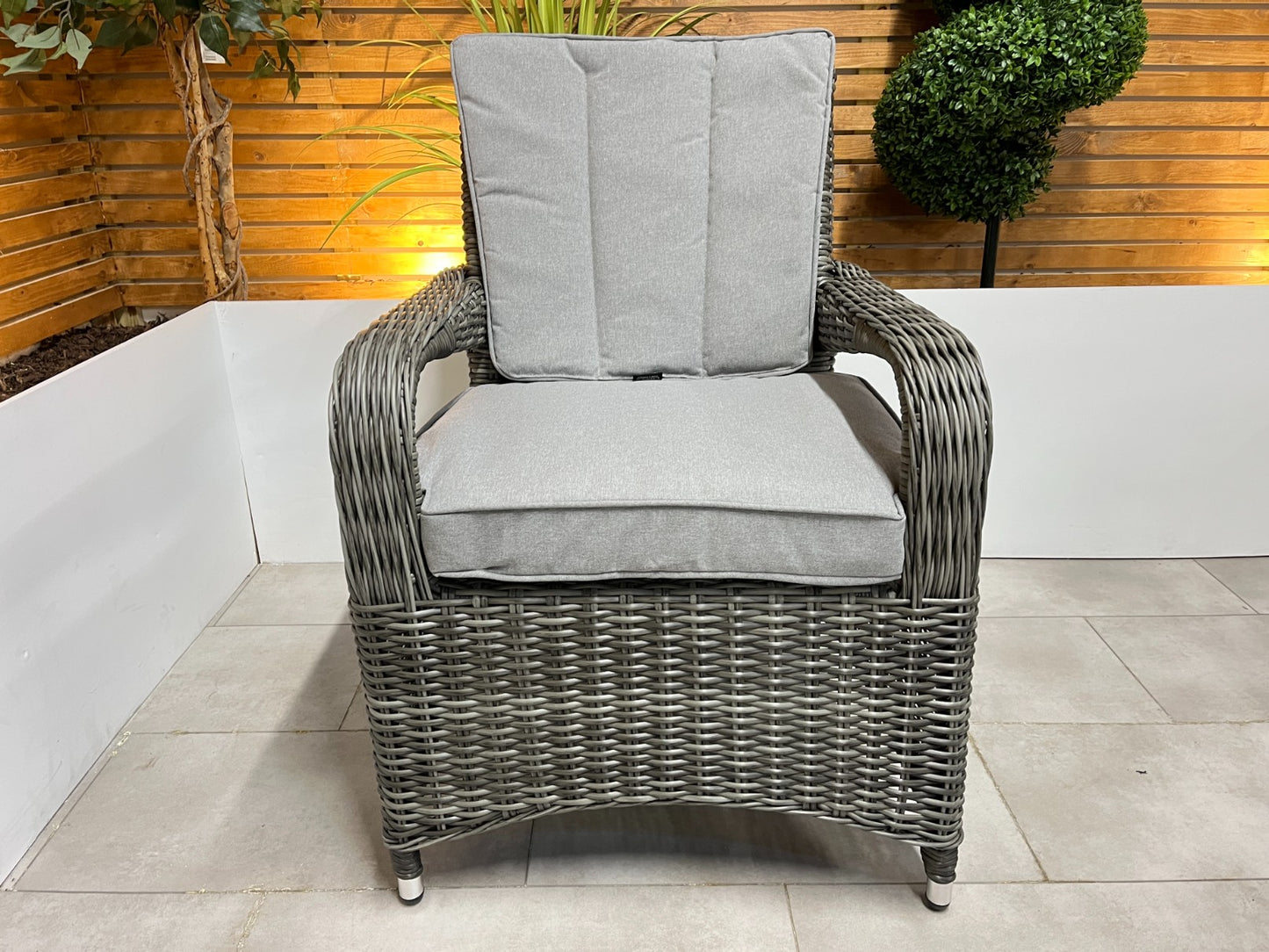 Chimes - Prestige Grey Valencia 8 Seat Round Dining Set - 1.8 Meter Round Table With Firepit