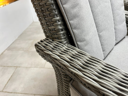 Chimes - Prestige Grey Valencia 8 Seat Round Dining Set - 1.8 Meter Round Table With Firepit