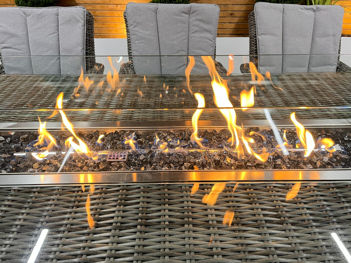 Chimes - Prestige Grey Valencia 8 Seat Rectangular Dining Set - 1 Meter x 2 Meter Table With Firepit