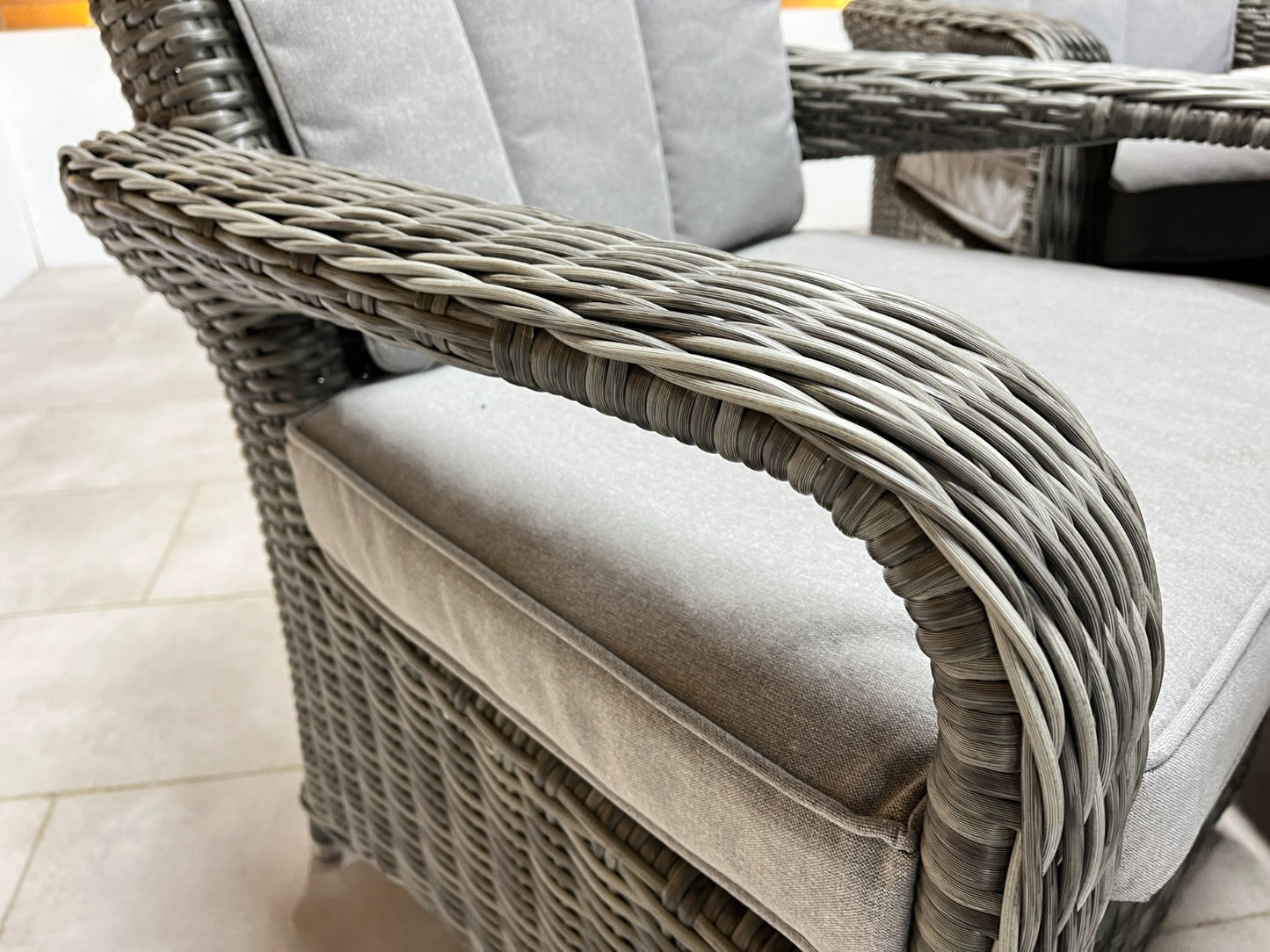 Chimes - Prestige Grey Valencia 8 Seat Rectangular Dining Set - 1 Meter x 2 Meter Table With Firepit