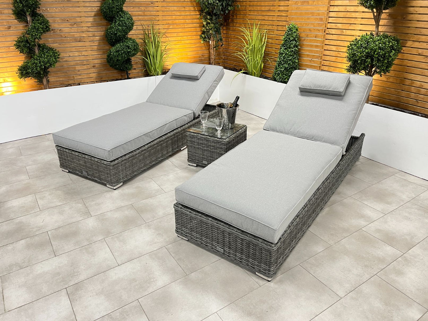 Chimes - Prestige Grey Napoli Sun Lounger Set