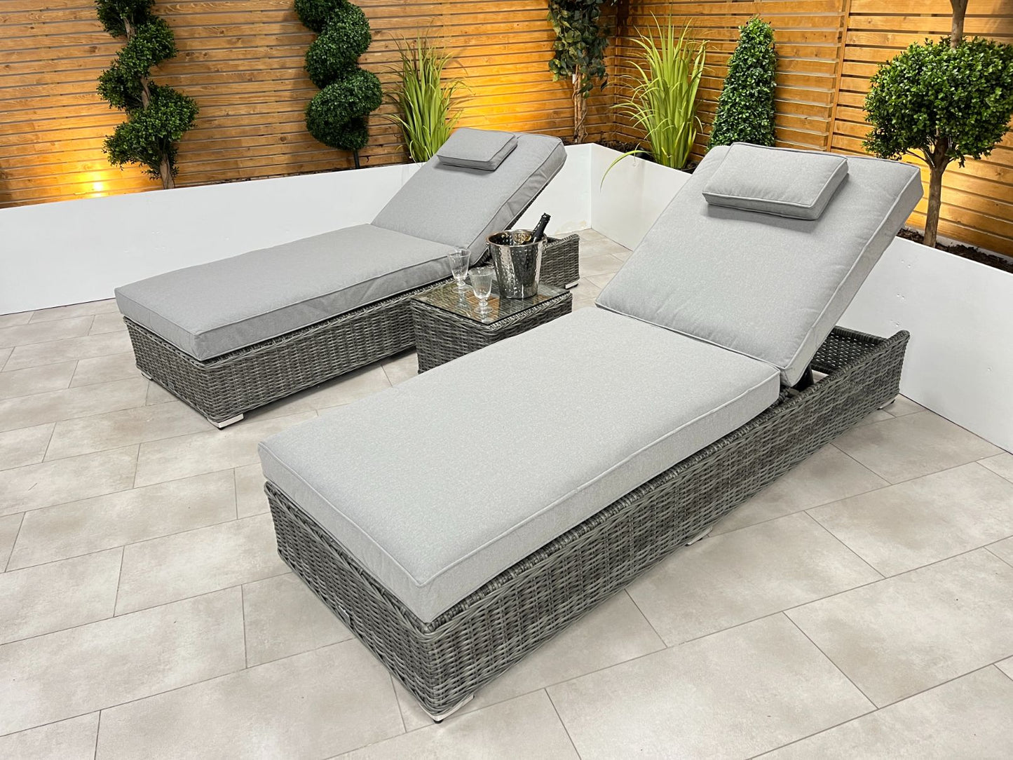 Chimes - Prestige Grey Napoli Sun Lounger Set