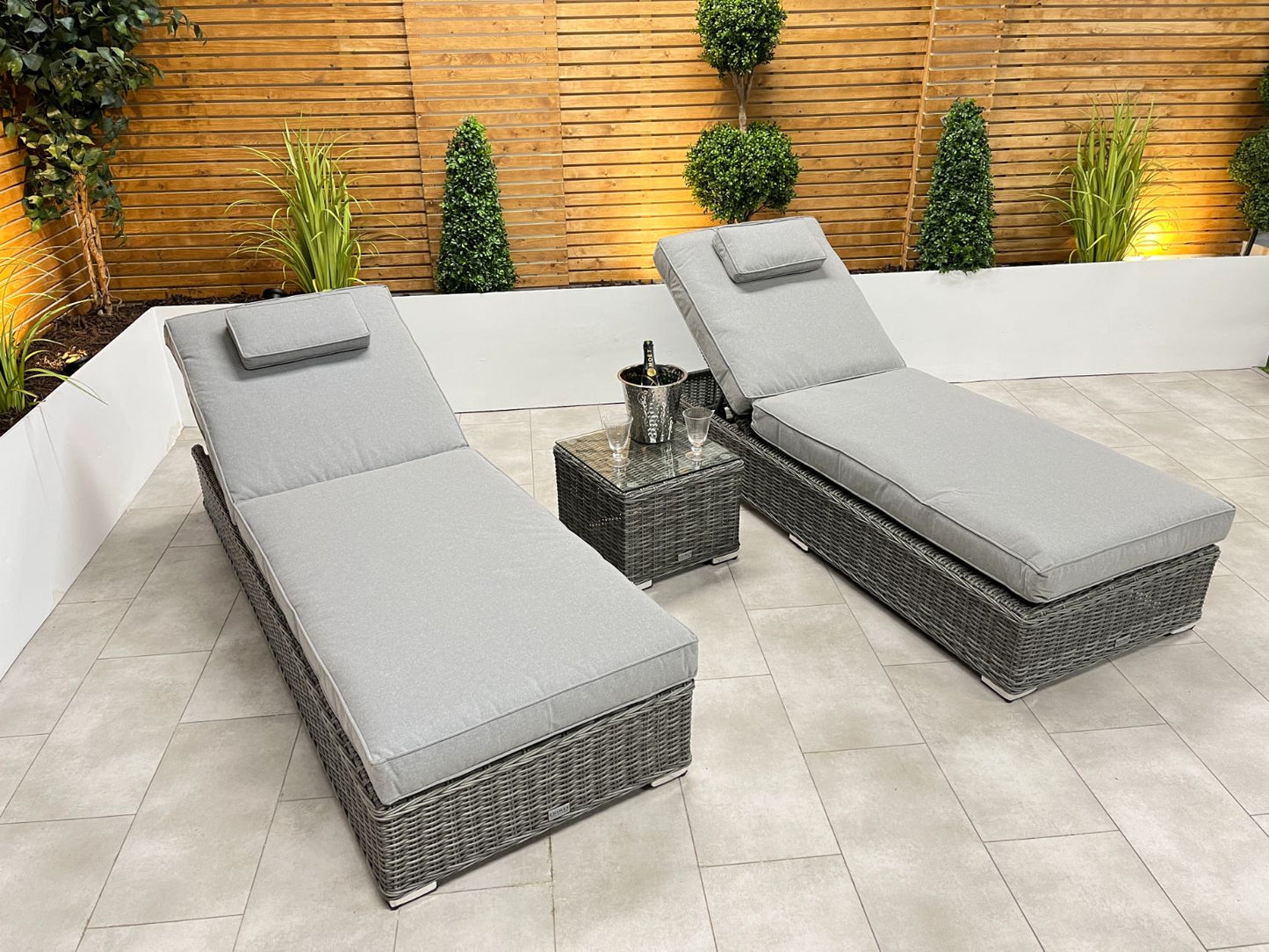 Chimes - Prestige Grey Napoli Sun Lounger Set