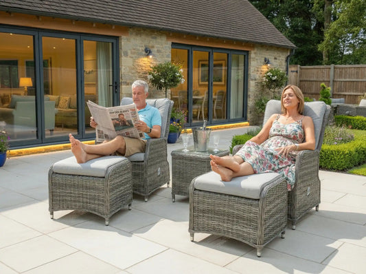 Chimes - Prestige Grey Amore Reclining Lounge Set - LOW STOCK