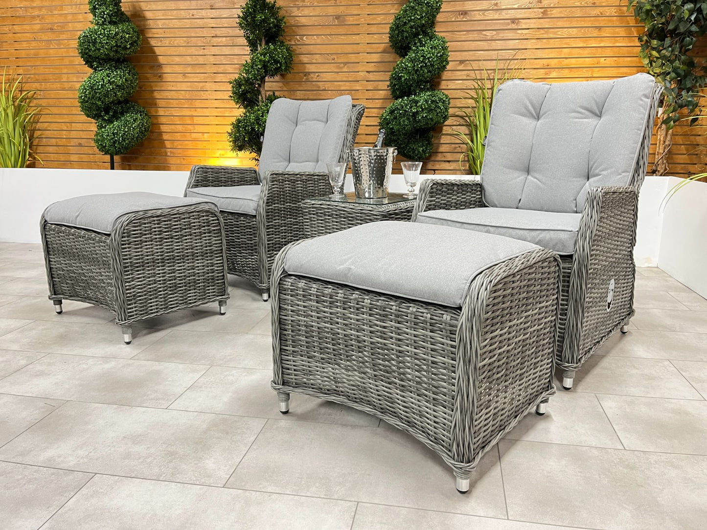 Chimes - Prestige Grey Amore Reclining Lounge Set - LOW STOCK