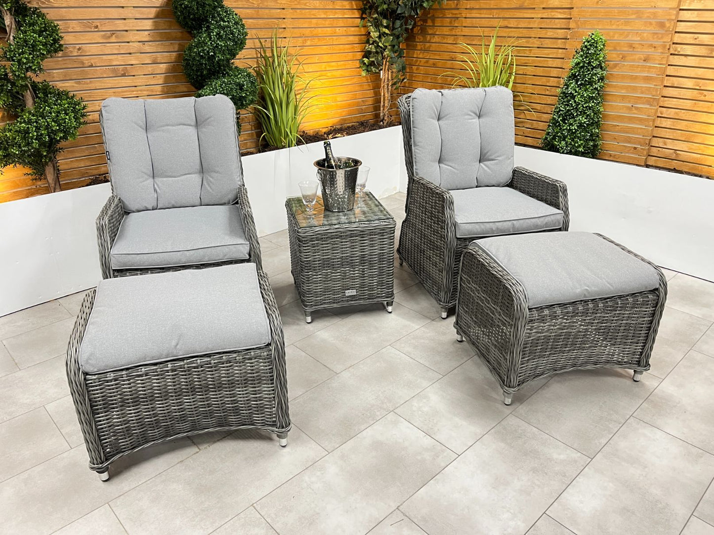 Chimes - Prestige Grey Amore Reclining Lounge Set - LOW STOCK