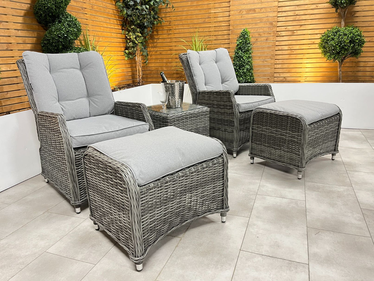 Chimes - Prestige Grey Amore Reclining Lounge Set - LOW STOCK