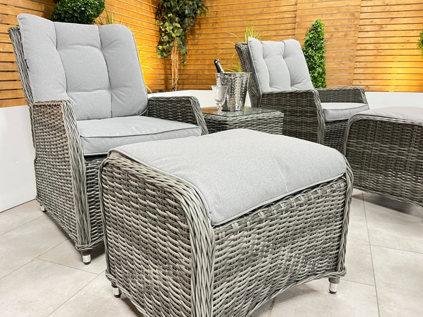 Chimes - Prestige Grey Amore Reclining Lounge Set - LOW STOCK