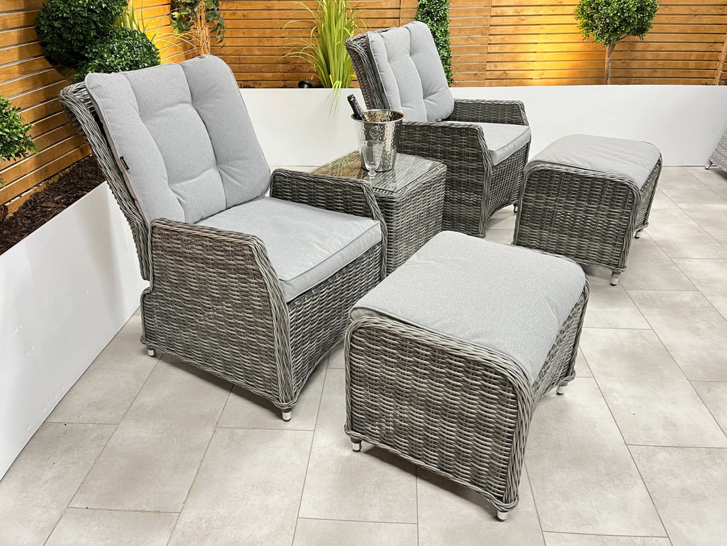 Chimes - Prestige Grey Amore Reclining Lounge Set - LOW STOCK
