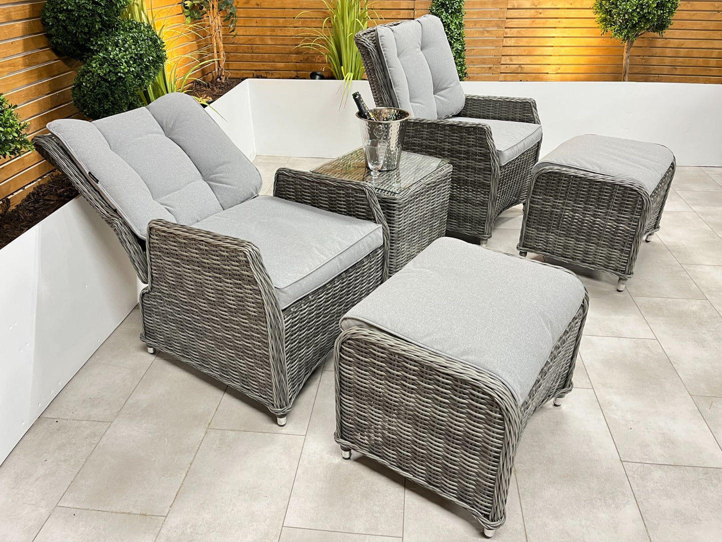 Chimes - Prestige Grey Amore Reclining Lounge Set - LOW STOCK