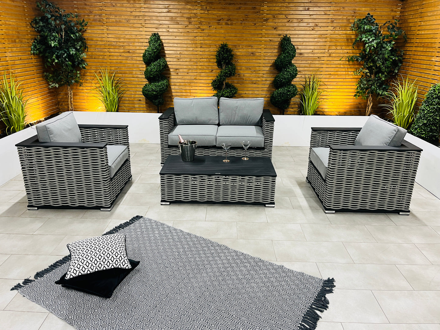 Chimes - Monaco Aluminium 2 Seat Sofa Set with Coffee Table - Rope Weave