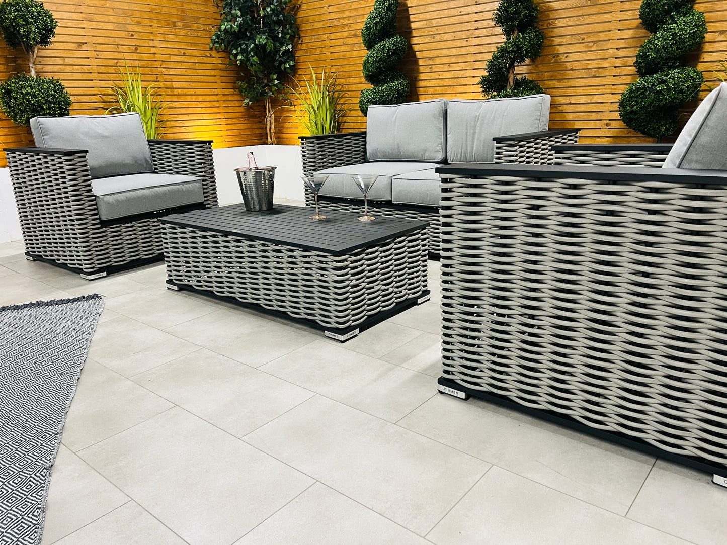 Chimes - Monaco Aluminium 2 Seat Sofa Set with Coffee Table - Rope Weave