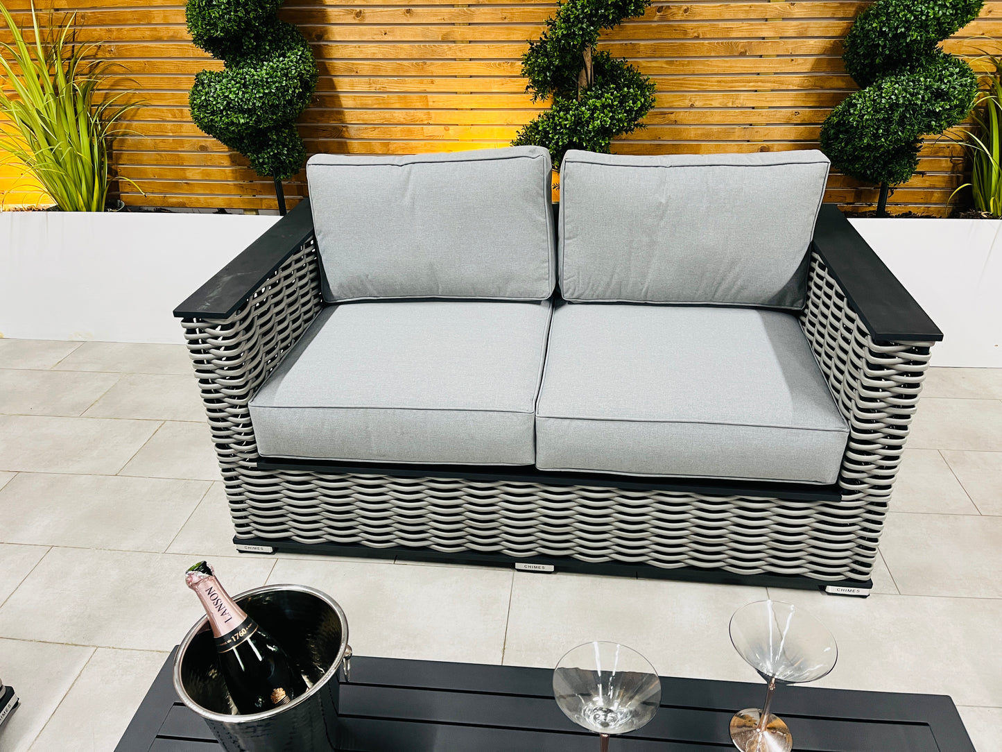 Chimes - Monaco Aluminium 2 Seat Sofa Set with Coffee Table - Rope Weave