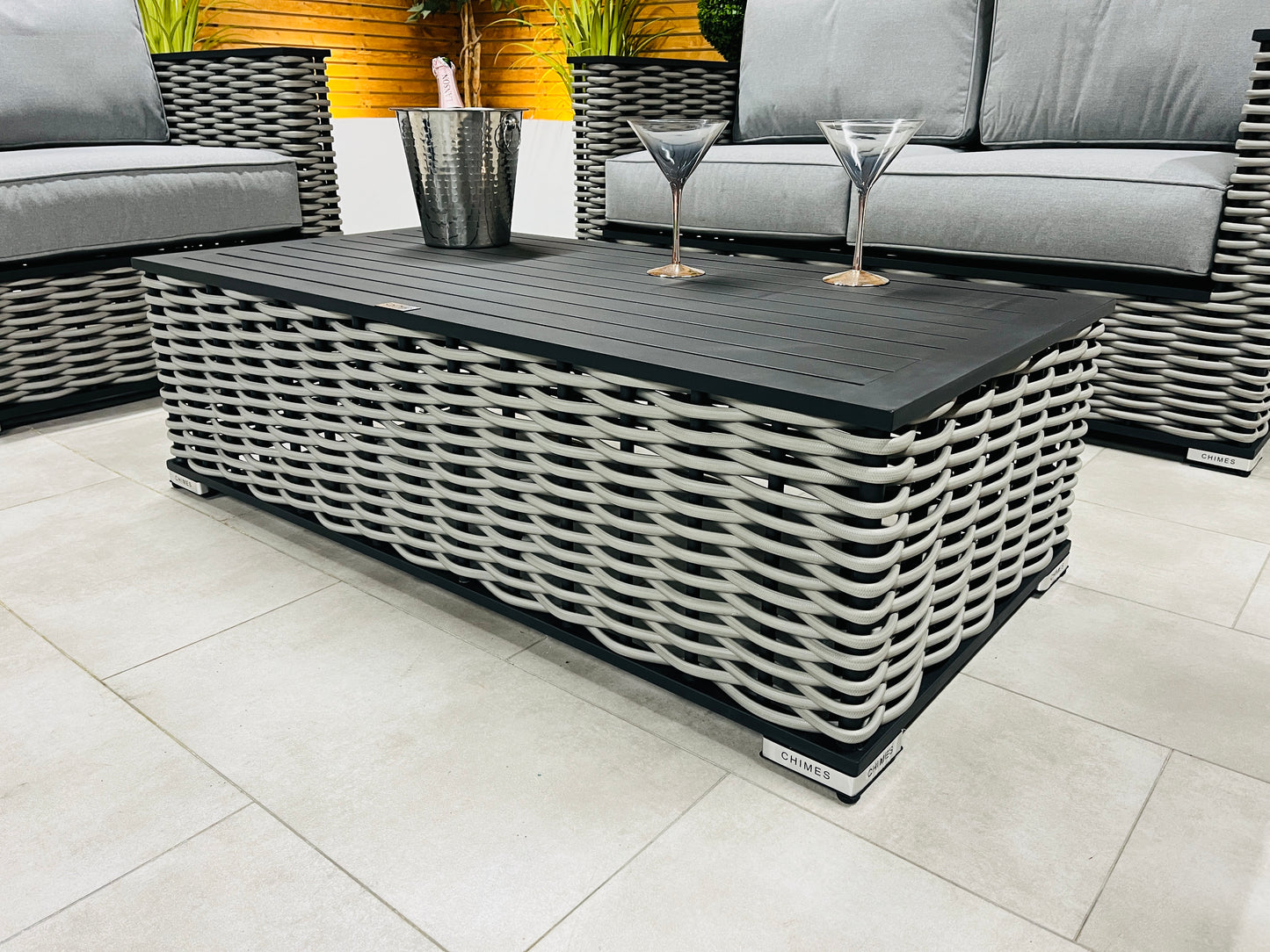 Chimes - Monaco Aluminium 2 Seat Sofa Set with Coffee Table - Rope Weave