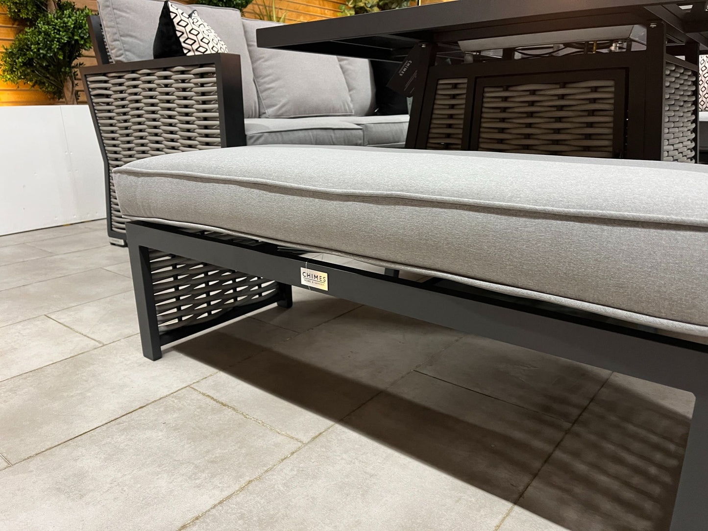 Chimes - Monaco Aluminium Compact Corner Dining Set with Firepit Table - Rope Weave