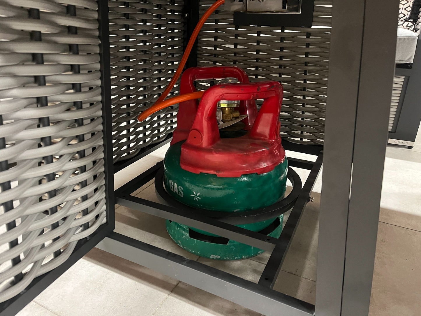 Chimes - Monaco Aluminium Compact Corner Dining Set with Firepit Table - Rope Weave