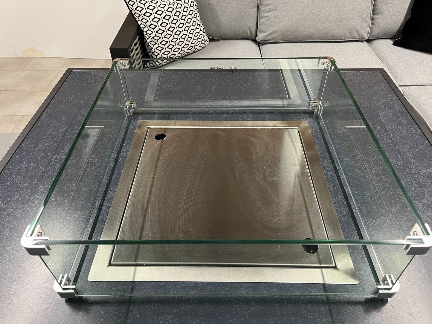 Chimes - Monaco Aluminium Compact Corner Dining Set with Firepit Table - Rope Weave