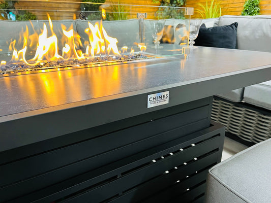 Chimes - Monaco Aluminium Right Hand Corner Dining Set with Rising Firepit Table - Rope Weave