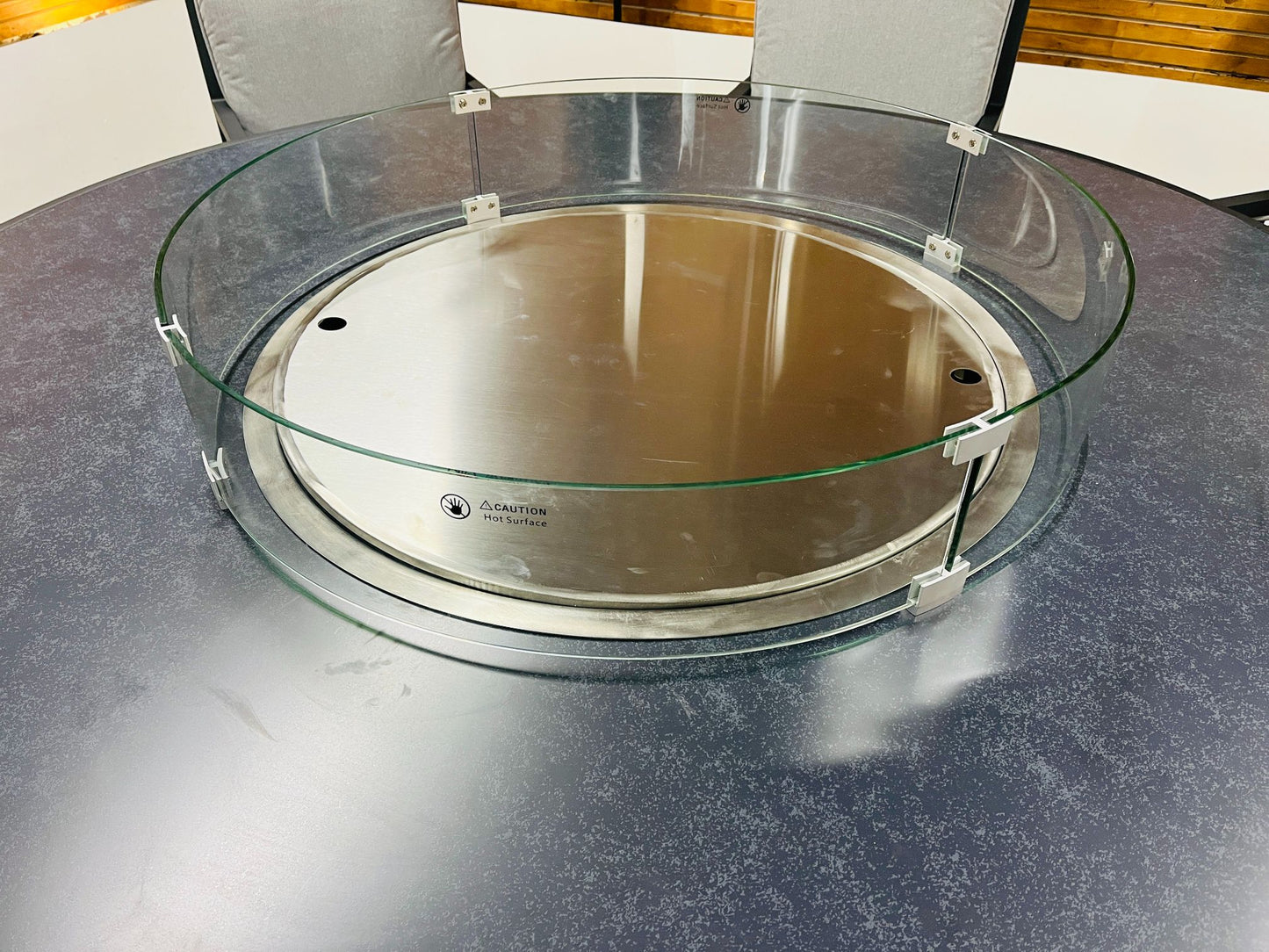 Chimes - Monaco Aluminium 8 Seat Round Dining Set - 1.8 Meter Round Table With Firepit - Rope Weave